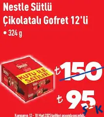 NESTLE SÜTLÜ ÇİKOLATALI GOFRET 12'Lİ